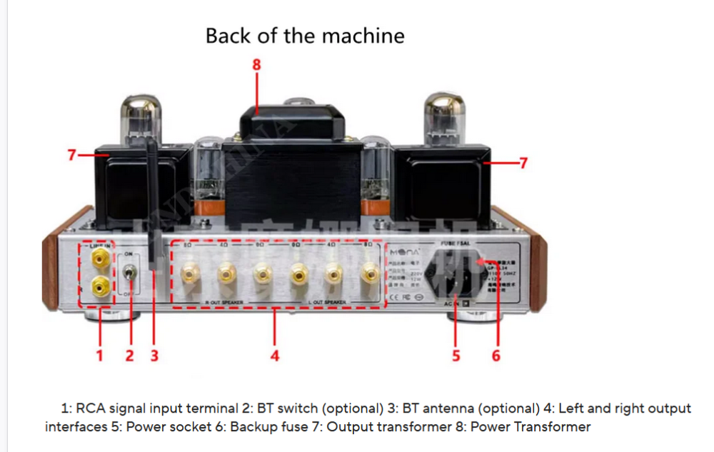 MONA beautiful high end Tube Amplifier HIFI EL34 Single End Class a High Fidelity Bluetooth Vacuum Tube Amplifier 8W+8W 4ohm/8ohm