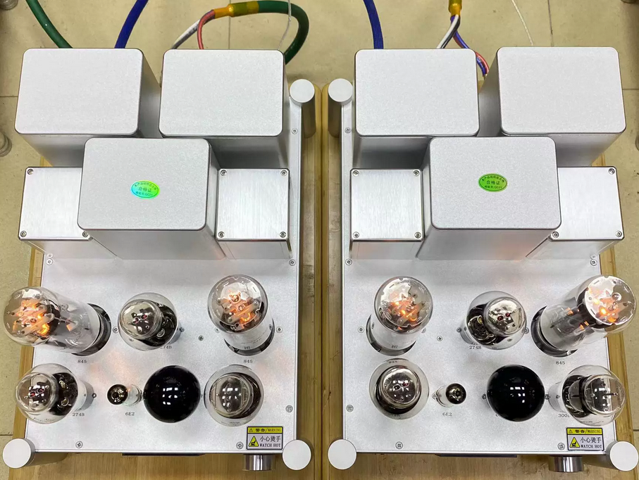 New HiFi Vacuum Tube Mono Block Power Amplifier Dual Lamps rectifier 2A3/300B push 845 Internal Silver Cable Single-end Class A