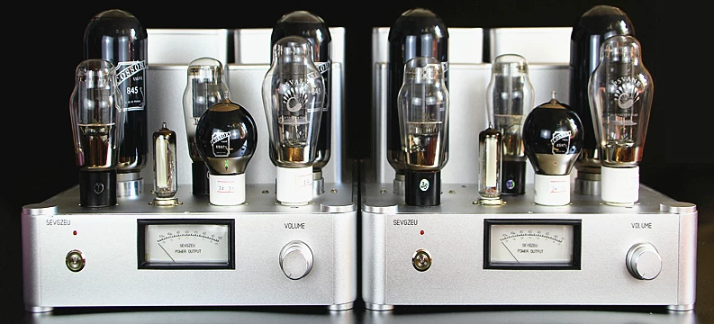 New HiFi Vacuum Tube Mono Block Power Amplifier Dual Lamps rectifier 2A3/300B push 845 Internal Silver Cable Single-end Class A