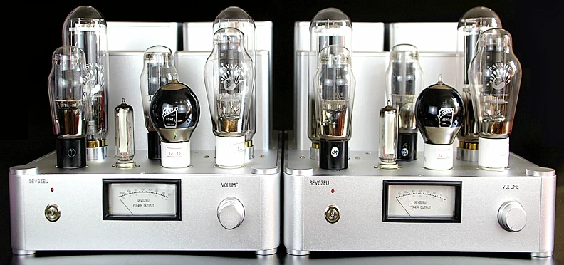 New HiFi Vacuum Tube Mono Block Power Amplifier Dual Lamps rectifier 2A3/300B push 845 Internal Silver Cable Single-end Class A
