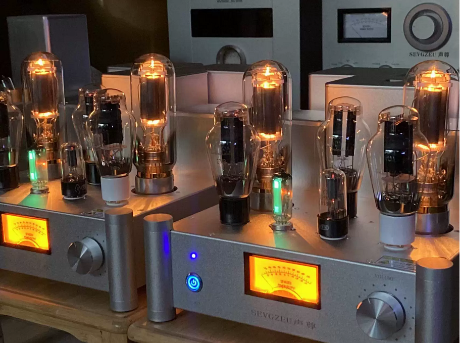 New HiFi Vacuum Tube Mono Block Power Amplifier Dual Lamps rectifier 2A3/300B push 845 Internal Silver Cable Single-end Class A