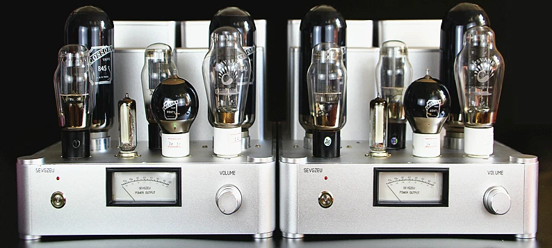 New HiFi Vacuum Tube Mono Block Power Amplifier Dual Lamps rectifier 2A3/300B push 845 Internal Silver Cable Single-end Class A