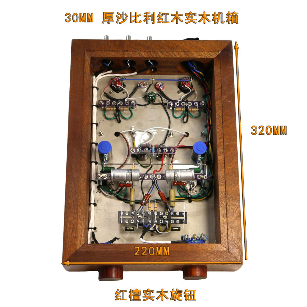 717A push 101D Split type electronic tube preamp Handmade shed construction Solid wood chassis
