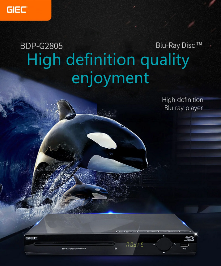 GIEC G2805 Blu-ray player 1080P HD DVD Player cd player portable Multimedia Digital DVD TV Support CD SVCD VCD MP3