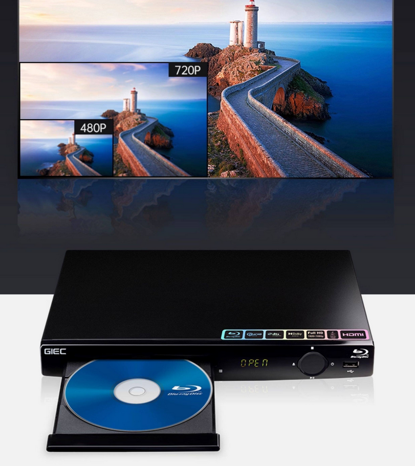 GIEC G2805 Blu-ray player 1080P HD DVD Player cd player portable Multimedia Digital DVD TV Support CD SVCD VCD MP3