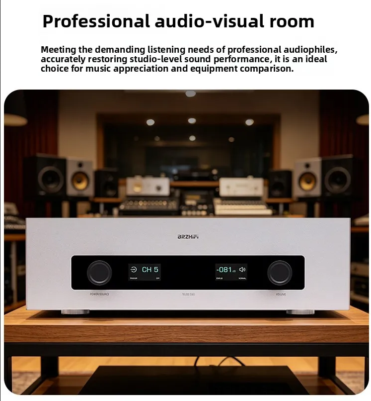 BRZHIFI TELOS-590 high home HIFI merged amplifier XLR RCA input 2.0 channel audio amplifier with remote control 200W+200W