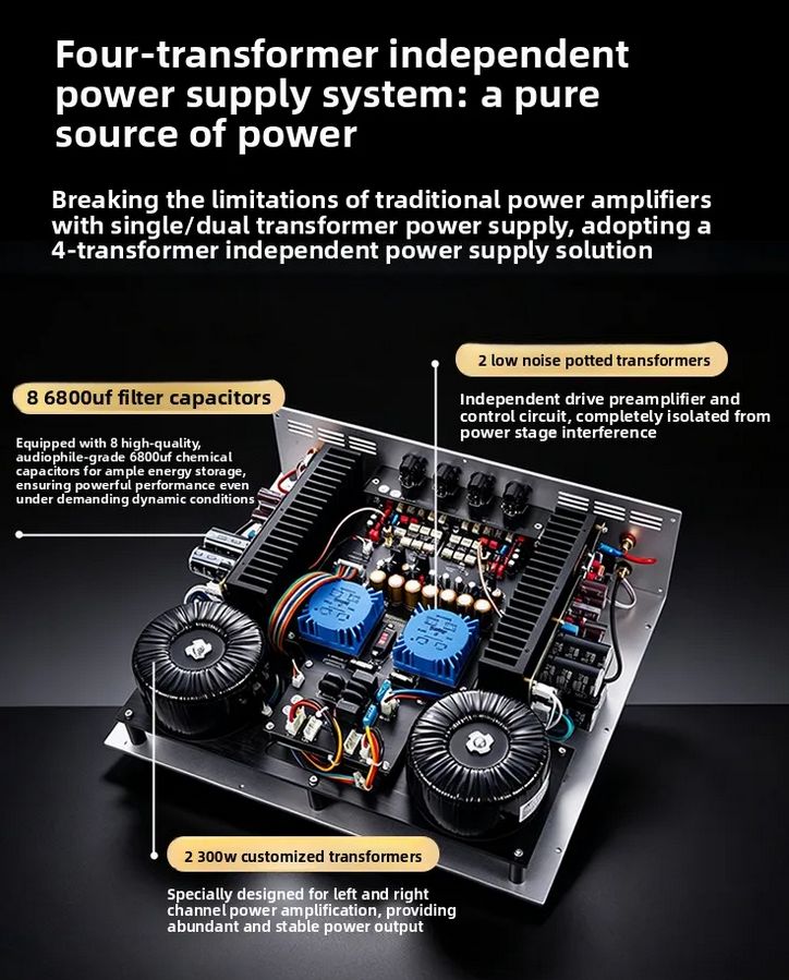 BRZHIFI TELOS-590 high home HIFI merged amplifier XLR RCA input 2.0 channel audio amplifier with remote control 200W+200W