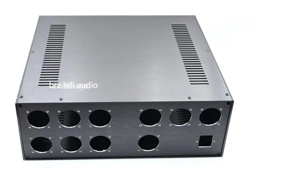 430X150X408mm DIY Holes Aluminum  large space Power Amplifier Supply Chassis Custom Drill 10 bit EU Plug Case