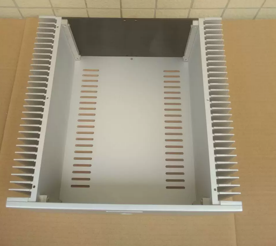 320*150*308mm Goldmund Silver All aluminum amplifier chassis AMP Enclosure DIY box with heatsink