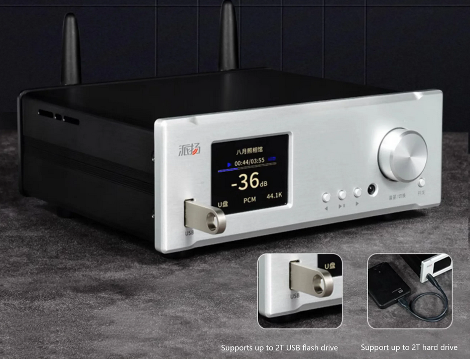 Digital Music Player Dual ESS9038Q2M DAC QCC3040 Bluetooth 5.0 HIFI Music Turntable DSD512 PCM768K 32BIT Lossless Decoding