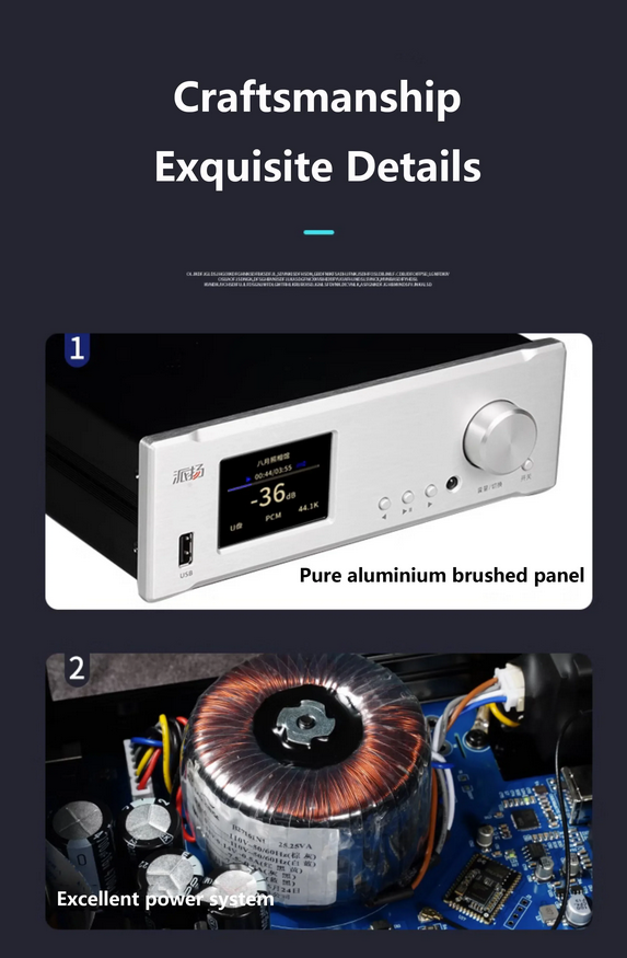 Digital Music Player Dual ESS9038Q2M DAC QCC3040 Bluetooth 5.0 HIFI Music Turntable DSD512 PCM768K 32BIT Lossless Decoding