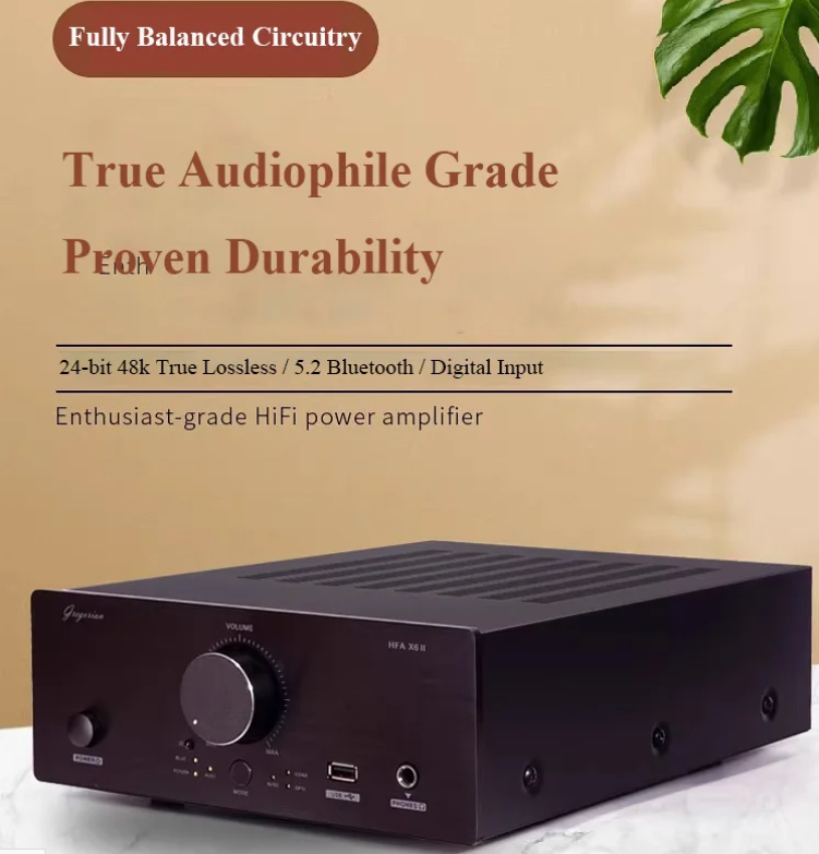 High power HIFI Fully Balanced Audio  Power Amplifier Bluetooth 5.2Power Home Amplifier Digital Optical Coaxial Input  220W*2 Output