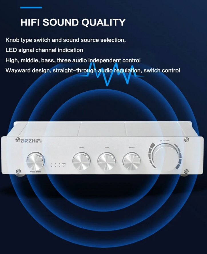 Pure Class A 2.0/2.1 Channel High Bass Adjustable HiFi Preamplifier With Bluetooth 5.0 Available
