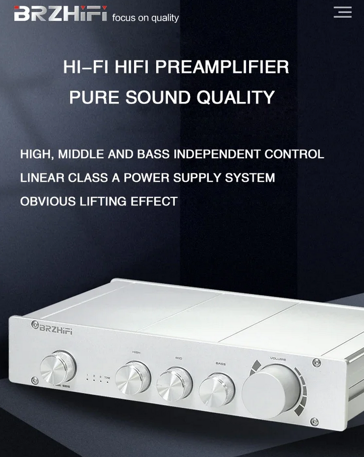 Pure Class A 2.0/2.1 Channel High Bass Adjustable HiFi Preamplifier With Bluetooth 5.0 Available