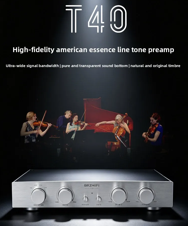 New list BRZHIFI T40 preamplifier uA709 Gold Seal OPA preamplifier 4 in 1 out High and Bass Adjustable Straight Throug