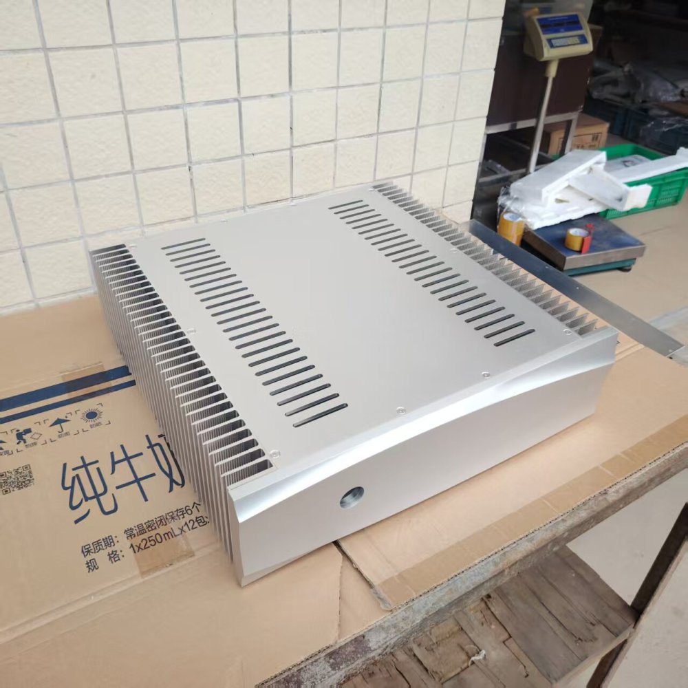 Silver class A HIFI DIY amplifier chassis 435*120*420mm amp case with heatsink