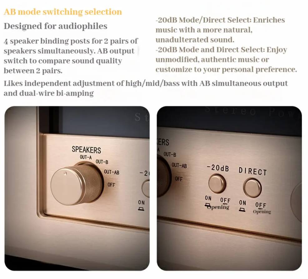 MUSMYS-Reference Accuphase P1000 Class AB High-power Amplifier With Remote Control 185W*2 HiFi Integrated Amplifier