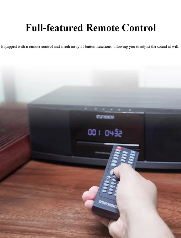 All-in-one HIFI Desktop CD Player with Built-in Speakers Bluetooth 5.1 FM Radio Multifunctional Home CD Player EQ Adjustment AC110V-AC240V