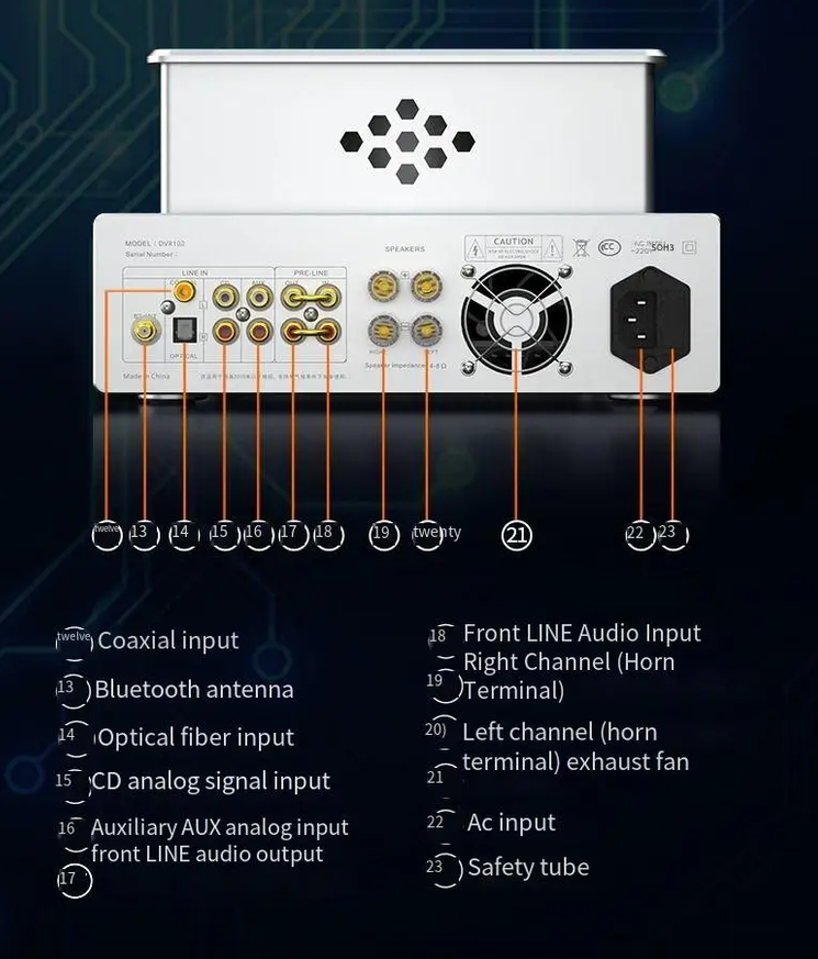 DVR-102 hifi  ECC83 ECC82 Bluetooth tube amplifier combined power amplifier Support fiber coaxial usb input