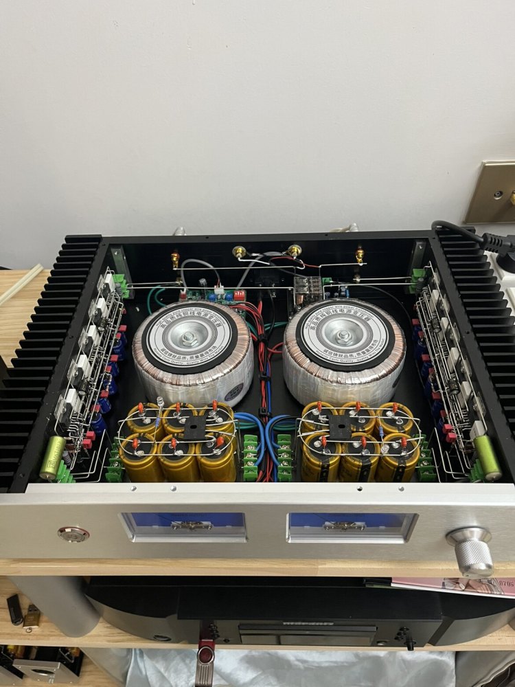 Handmade TDA7293 Five Parallel HIFi Stereo 200W+200W Amplifier with protection circuit