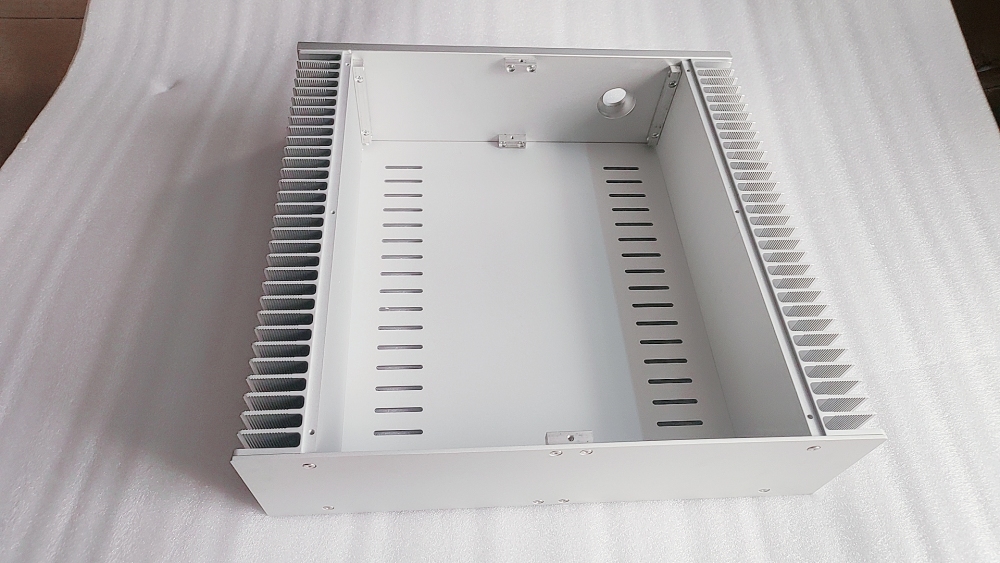 Silver class A HIFI DIY amplifier chassis 435*120*420mm amp case with heatsink