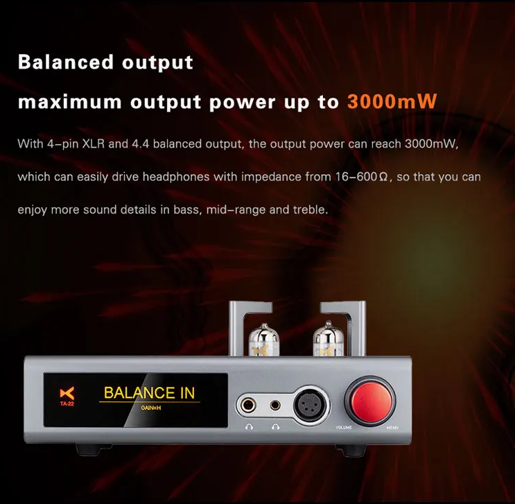 XDUOO TA-22 DAC 12AU7 Tube Balance Headphone Amplifier ES9038Q2M*2 USB DSD256 32Bit/384kHz TA22 HD Bluetooth DAC Amp