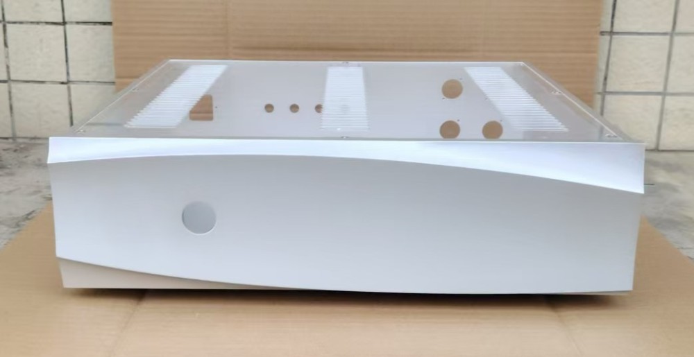 Silver class A HIFI DIY amplifier chassis 435*120*370mm amp case with heatsink