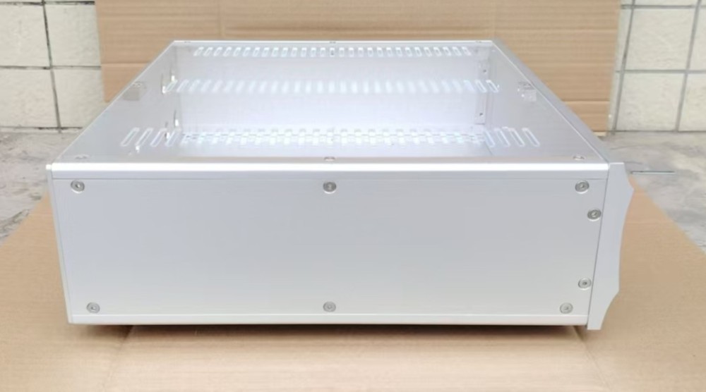 Silver class A HIFI DIY amplifier chassis 435*120*370mm amp case with heatsink