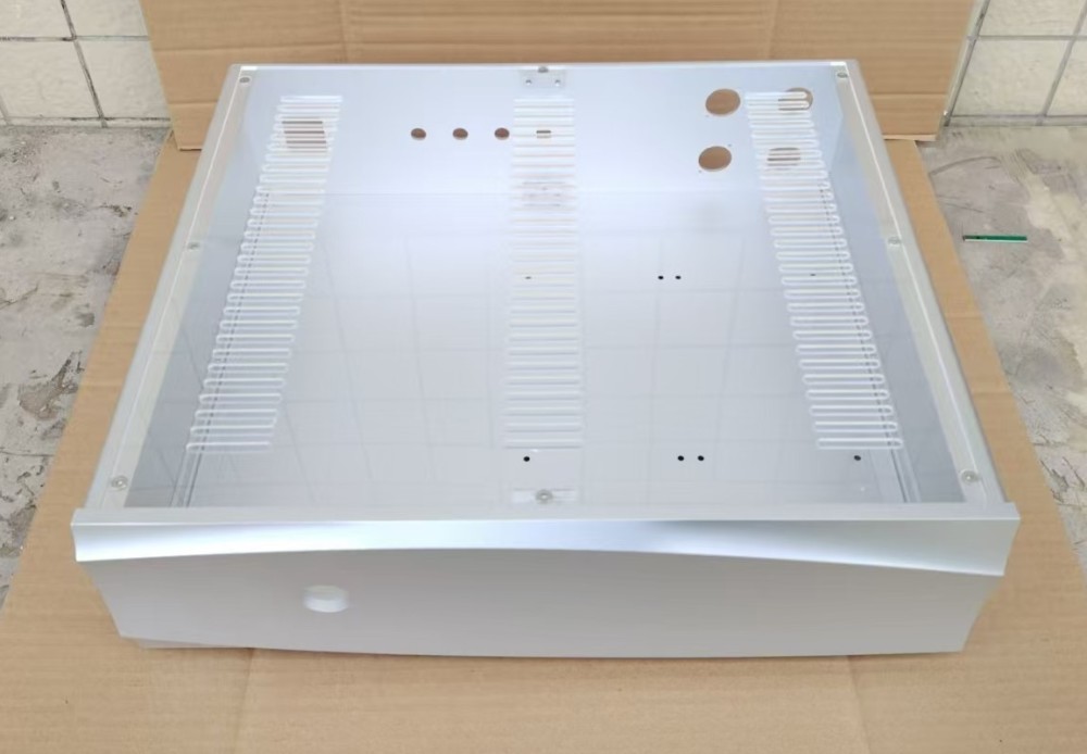 Silver class A HIFI DIY amplifier chassis 435*120*370mm amp case with heatsink