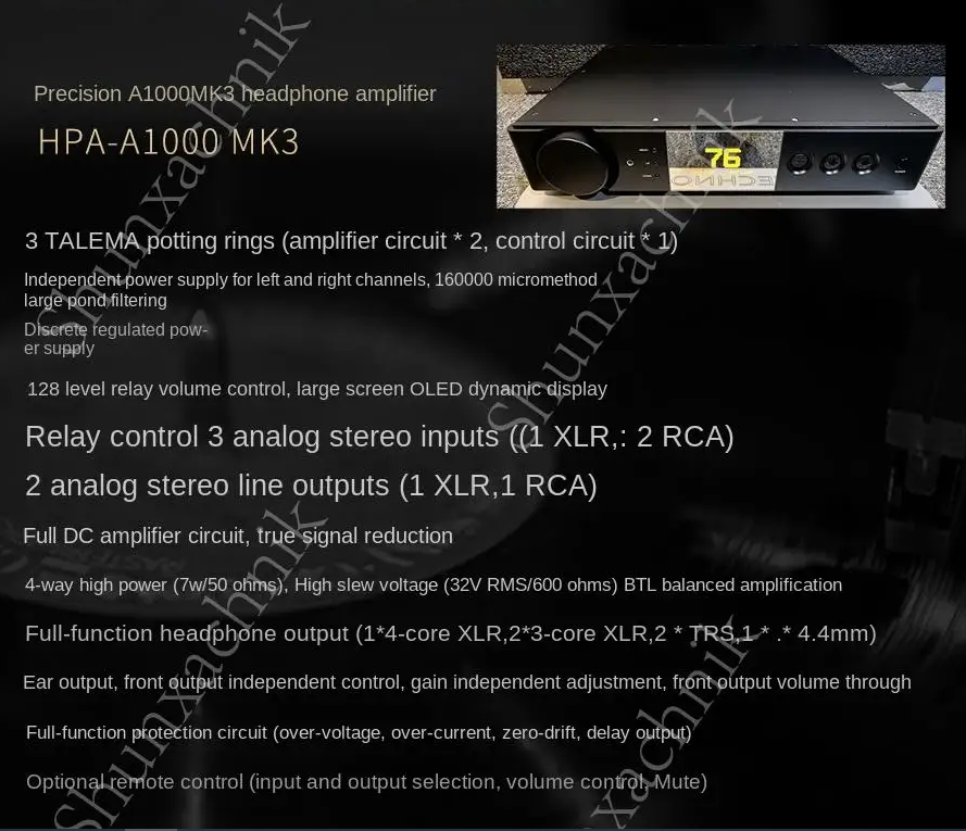 A-272 Accurate HPA-A1000 MK3 balanced headphone amplifier, preamplifier, dynamic coil, tablet universal headphone amplifier