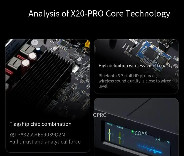 Weiliang high-end X20-PRO Bluetooth 6.2 HIFI amplifier dual TPA3255 US ES9039 independent decoding amp 300W*2