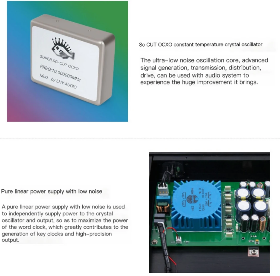 LHY OC-01 Adjustable Scalable Sizable OCXO 10M Synchronizer Audio Frequency Clock WCK Constant Temperature 44.1K 96K 192K 384K