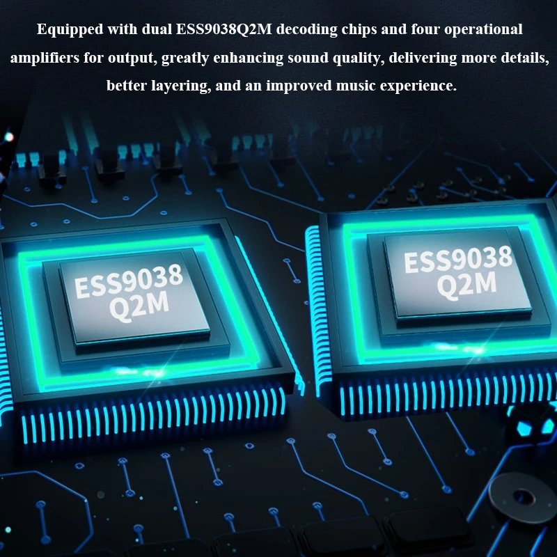 Dual ES9038Q2M Audiophile Audio Decoder Bluetooth 5.4 QCC3095 Lossless HIFI Decoder, Supports DSD512 Decoding AMANERO Driver