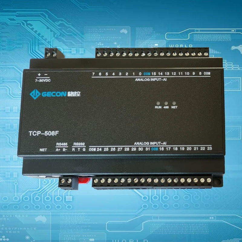 Ethernet IO module，Modbus TCP UDP protocol，32AI analog 4-20mA 0-10VADC acquisition module