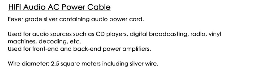 HiFi Audio AC Power Cable Hifi Silvering Teflon American Standard Audio CD Amplifier Amp US Power Cables EU AU Plug Power