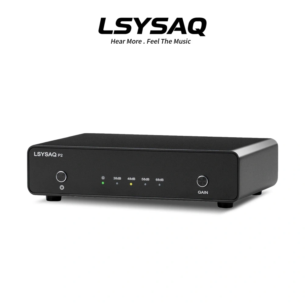 LSYSAQ P2 Phono Preamp MM MC Hi‑Fi Turntable Preamplifier RIAA Equalization 4‑Level Gain NE5532 LME49720 for Vinyl Record Player