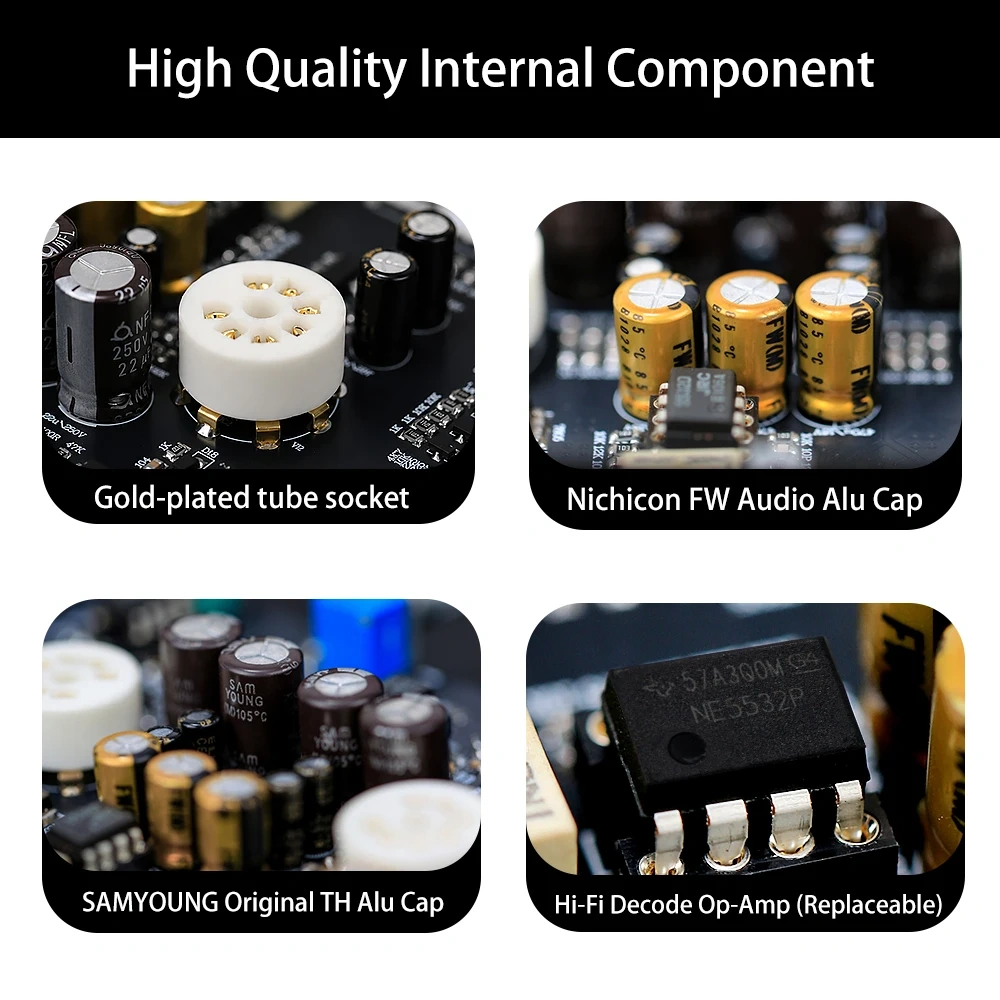 LSYSAQ T3 Vacuum Tube Preamplifier Bluetooth 5.4  6J1 Tube HiFi Stereo with Tone Control LDAC APTX‑HD Audio Input for Home Amp