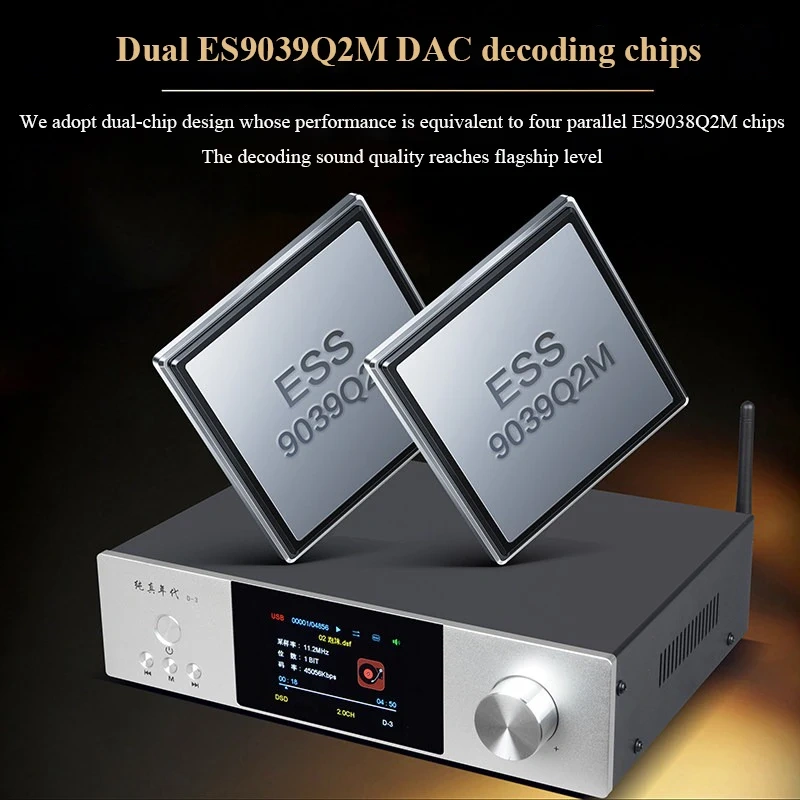 Dual ES9039Q2M HIFI Digital Audio Player QCC3084 Bluetooth 5.4 DSD256 Decoding Lossless Music Turntable LM49720*4 Op-Amp
