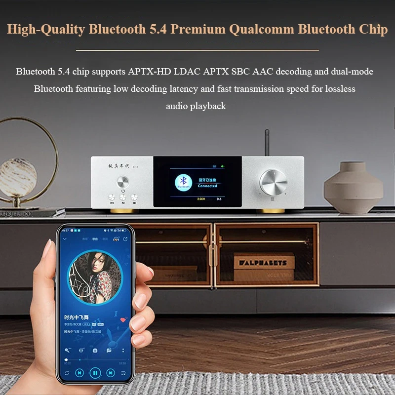 Dual ES9039Q2M HIFI Digital Audio Player QCC3084 Bluetooth 5.4 DSD256 Decoding Lossless Music Turntable LM49720*4 Op-Amp
