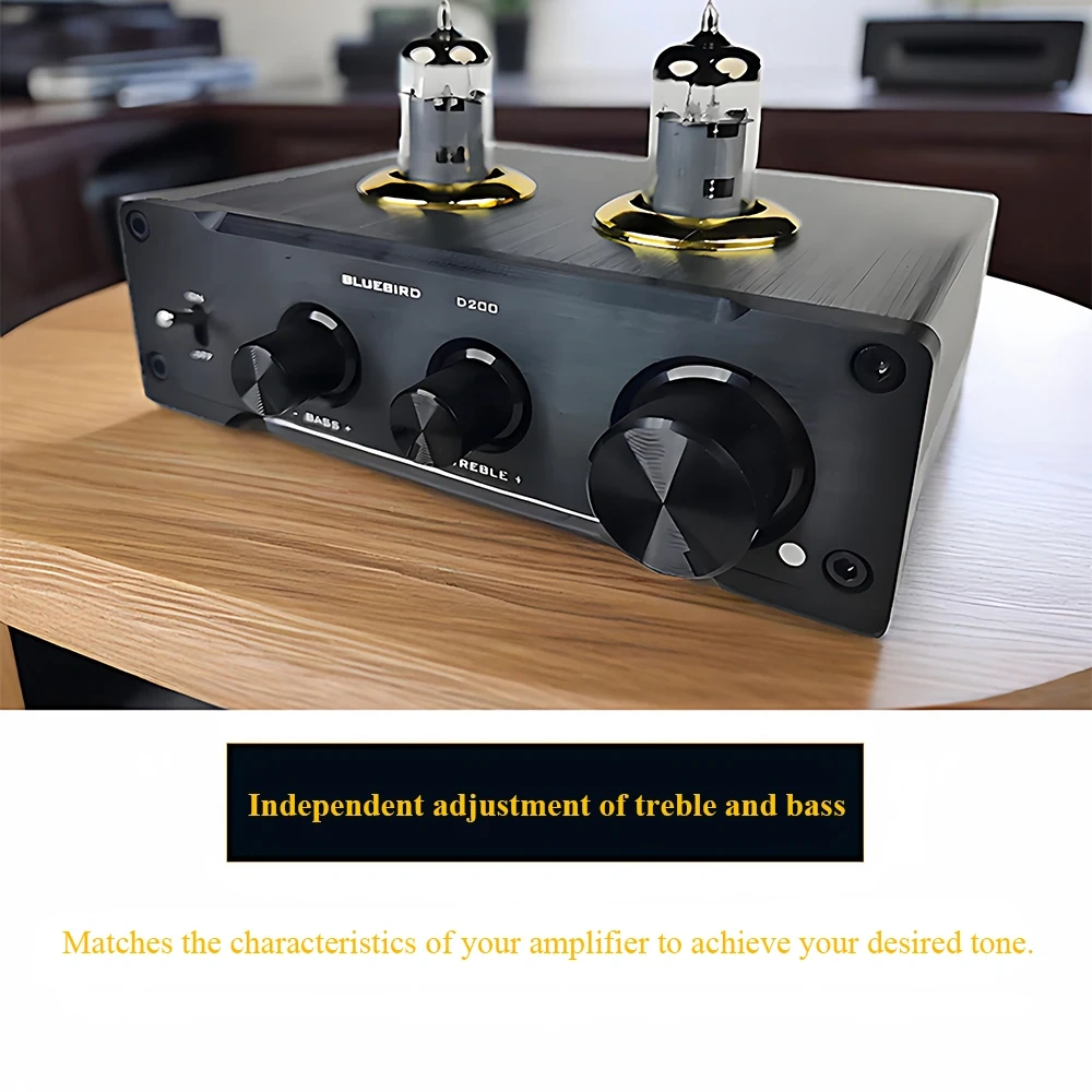 D200 Vacuum Tube Preamplifier 6J1 6K4 Vacuum Tubes Treble and Bass Adjustment Dual NE5532 Op Amp Chips HIFI Preamplifier