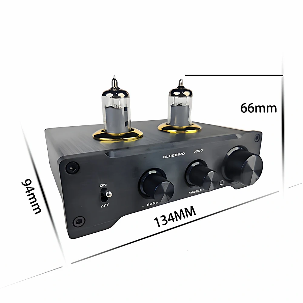 D200 Vacuum Tube Preamplifier 6J1 6K4 Vacuum Tubes Treble and Bass Adjustment Dual NE5532 Op Amp Chips HIFI Preamplifier