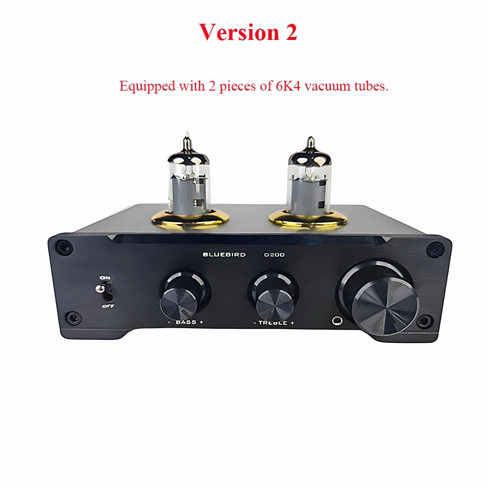 D200 Vacuum Tube Preamplifier 6J1 6K4 Vacuum Tubes Treble and Bass Adjustment Dual NE5532 Op Amp Chips HIFI Preamplifier