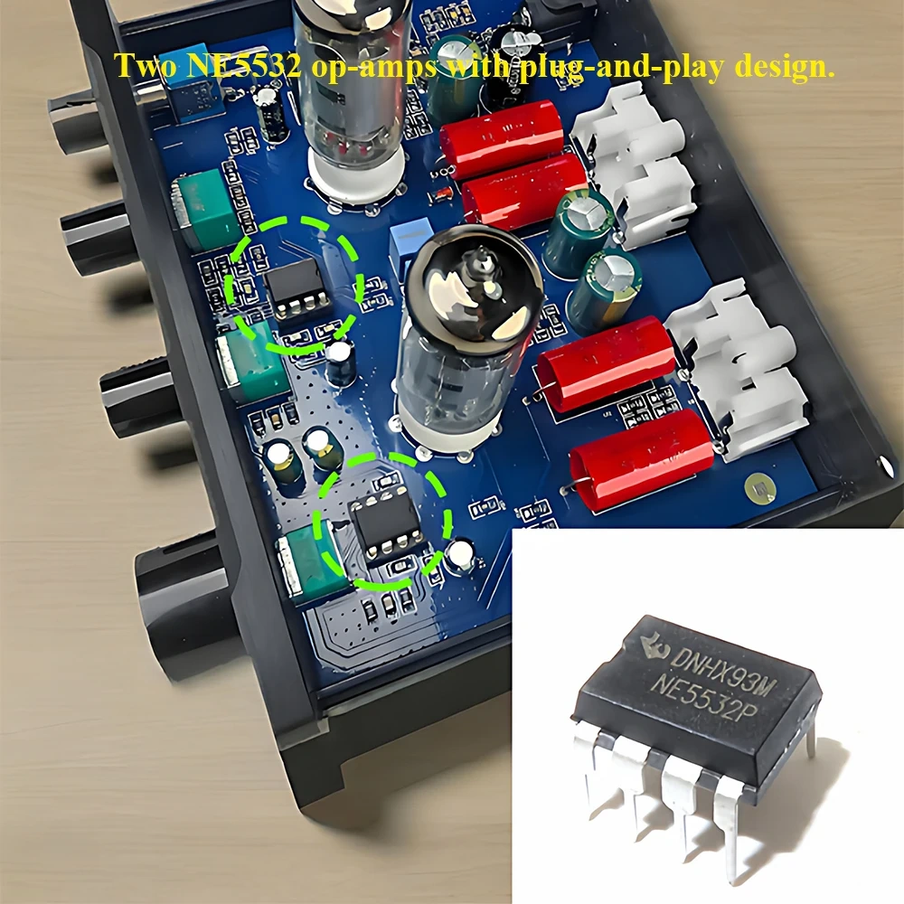 D200 Vacuum Tube Preamplifier 6J1 6K4 Vacuum Tubes Treble and Bass Adjustment Dual NE5532 Op Amp Chips HIFI Preamplifier