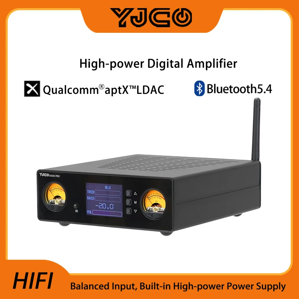 YJCO D325XPRO High-power TPA3255 Dual-channel Balanced HiFi Digital Remote Control Power Amplifier USB Bluetooth LDAC Home Theat