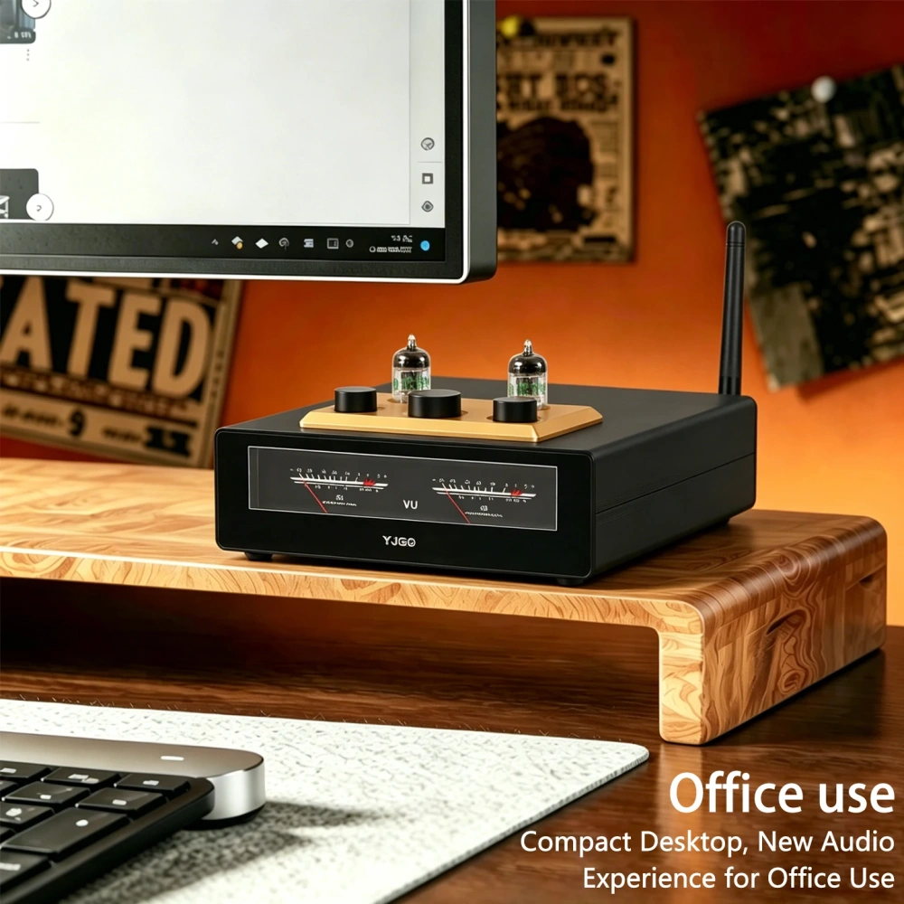 YJCO D325JPRO Audio HiFi JAN5654 Vacuum Tube Power Amplifier Bluetooth Receiver TPA3255 with VU Meter 300W*2 Max 6J1 Tube Preamp