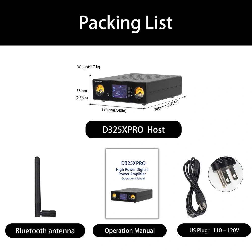 YJCO D325XPRO High-power TPA3255 Dual-channel Balanced HiFi Digital Remote Control Power Amplifier USB Bluetooth LDAC Home Theat