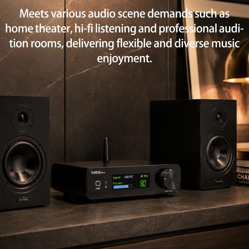 YJCO D816 High-fidelity Digital HIFI Power Amplifier 300W*2 Bluetooth Lossless Home Audio Amplifier Gallium Nitride ACM8816 Chip