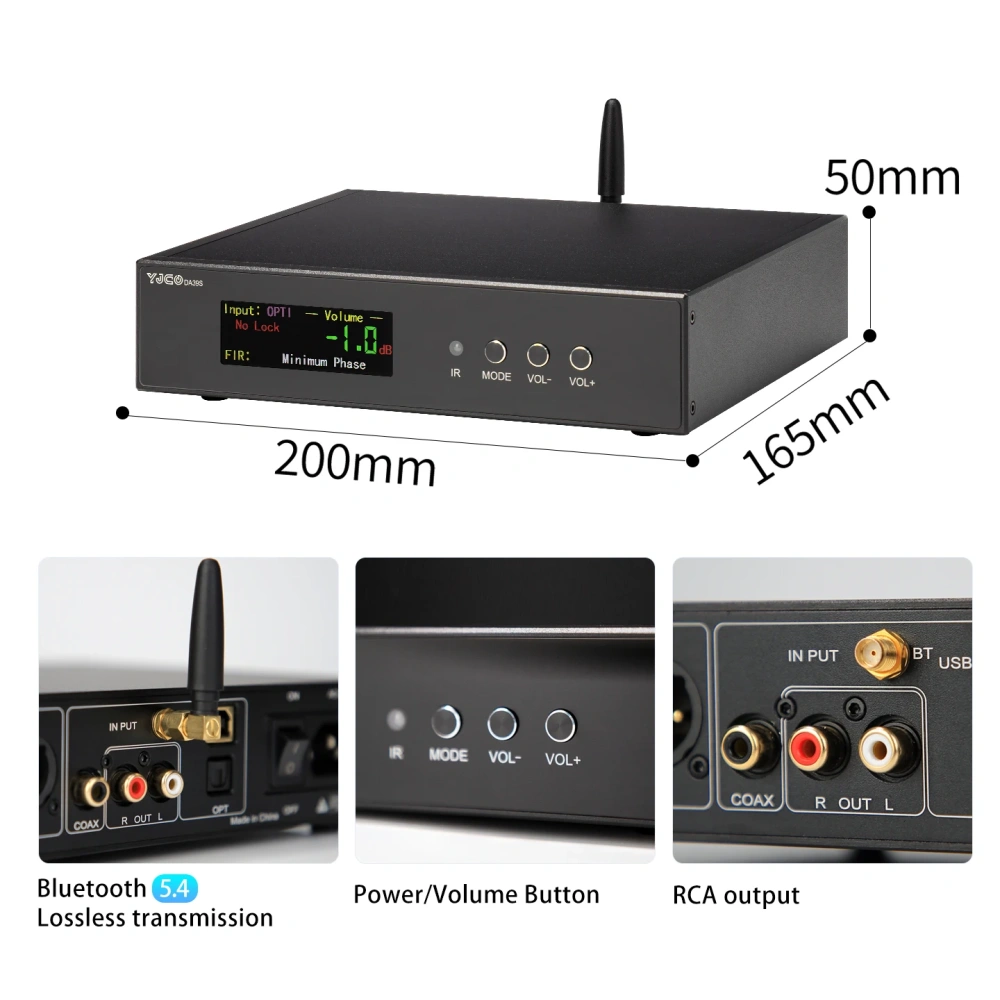 YJCO DA39S Balanced Audio DAC Decoder HiFi Audiophile-Grade Bluetooth Lossless Decoder Preamplifier Dual-Chip ES9039Q2M Home Use