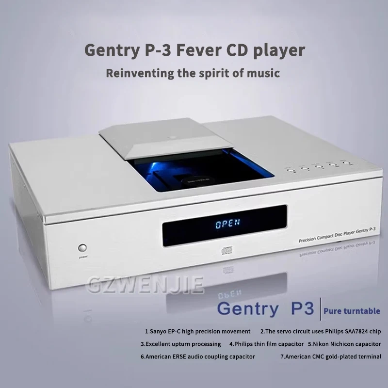 P-3 Pure Turntable Fever High-fidelity CD Player Top-mounted TCXO Constant Temperature Clock HIFI Turntable Push-cover Design