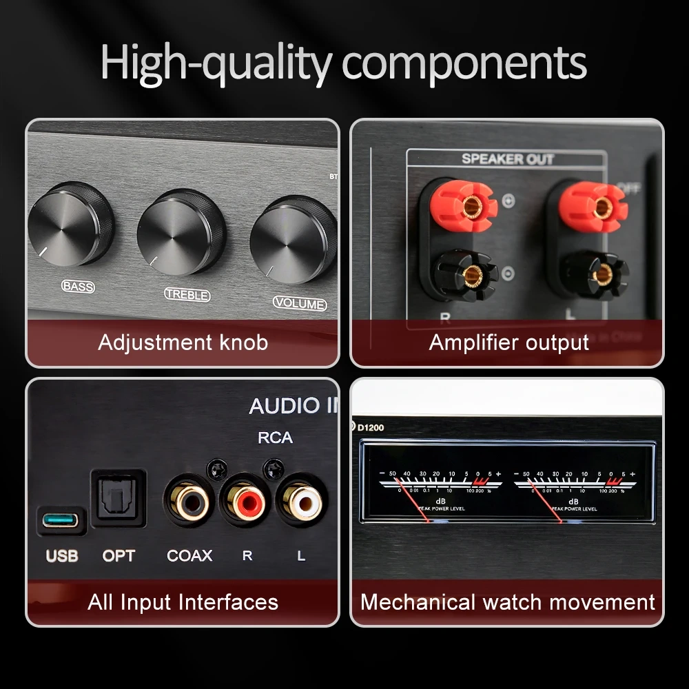 YJCO D1200 Digital Power Amplifier Dual TPA3255 Chip ES9038Q2M DAC Bluetooth5.4 LDAC XLR Balanced USB HIFI Stereo Amp 600W*2 MAX